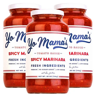 Yo Mamas Foods Low-Sodium & Low-Carb Keto Spicy Marinara Pasta Sauce 3pk / 25oz