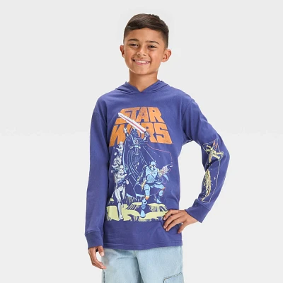 Boys Star Wars Hooded Long Sleeve Graphic T-Shirt