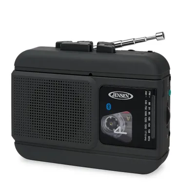 JENSEN Portable Bluetooth AM/FM Cassette Player/Recorder - Black