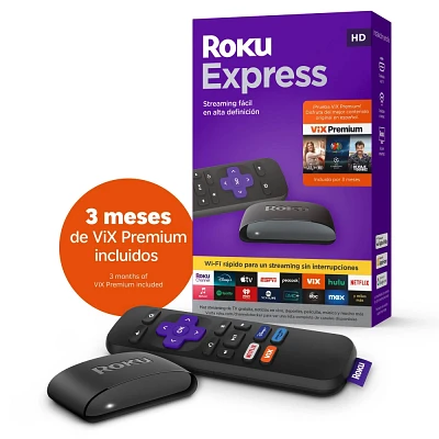 Roku Express (Spanish Edition) HD Streaming Device with ViX Premium Offer | Roku Express HD Dispositivo de Streaming Con ViX Premium