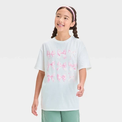 Girls Bows Oversized Graphic T-Shirt