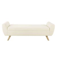 Modern Faux Shearling Storage Bench with Wood Legs  - HomePop