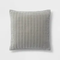 Euro Channel Stitch Velvet Quilt Sham Gray - Threshold: OEKO-TEX Certified, Cotton Backing, Machine Washable