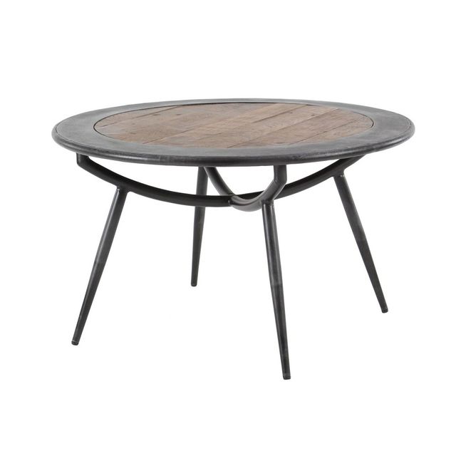 Wood and Iron Coffee Table Gray - Olivia & May: Mid-Century Modern, Oil Rubbed Finish, Tapered Legs