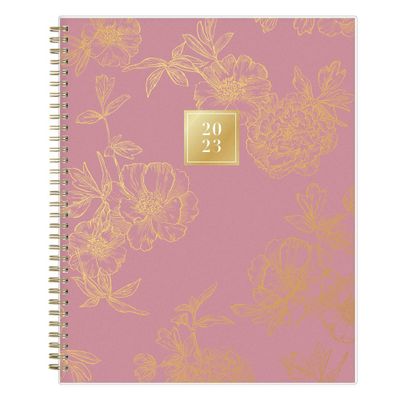 2023 Planner 8.5x11 Weekly/Monthly Frosted Cover Drawn Peony Dusty Rose - Rachel Parcell