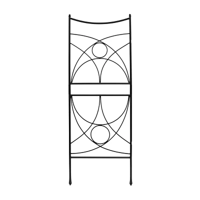 Achla Designs 86.25H Powdercoated Wrought Iron Outdoor Garden Aurora Trellis Black