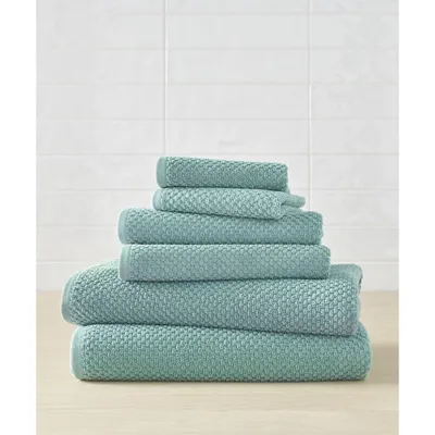 6pc Lilly Cotton Bamboo Bath Towel Set Seafoam - Blue Loom