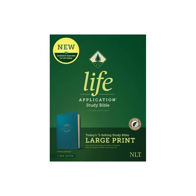 NLT Life Application Study Bible, Third Edition, Large Print (Leatherlike, Teal Blue, Indexed) - (Leather Bound)