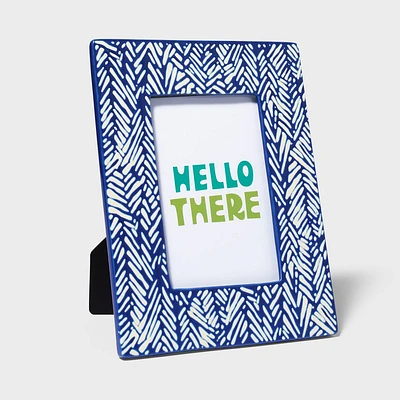 4x6 Ceramic Silk Screen Picture Frame Blue - Tabitha Brown for Target: Contemporary Freestanding Rectangle Frame