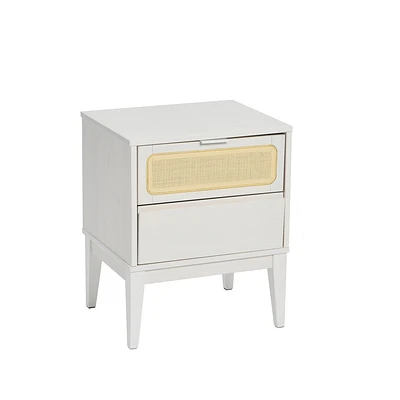 Storied Home Crawford Solid Wood Nightstand with 2 Storage Drawers