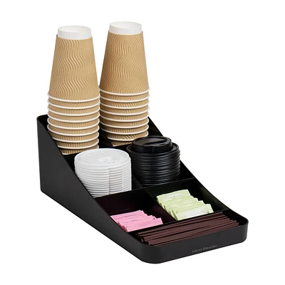 Mind Reader Cup and Condiment Station Countertop Organizer Kitchen Stirrers Black