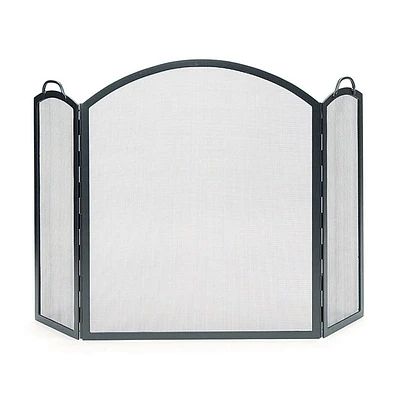 ACHLA Designs 58 Arched Three Fold Fireplace Screen Graphite Finish