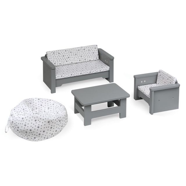 Living Room Furniture Set for 18 Dolls - Gray/White