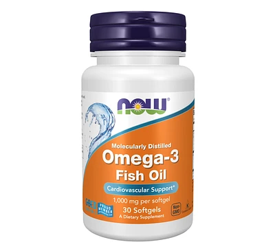 Omega-3 Fish Oil, Molecularly Distilled 30 Softgels Now