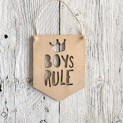 Boys Rule Wall Flag - Etch'd Designs