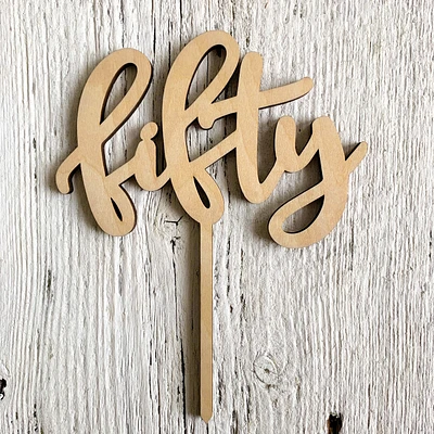 Fifty Engraved Cake Topper - Etch'd Designs