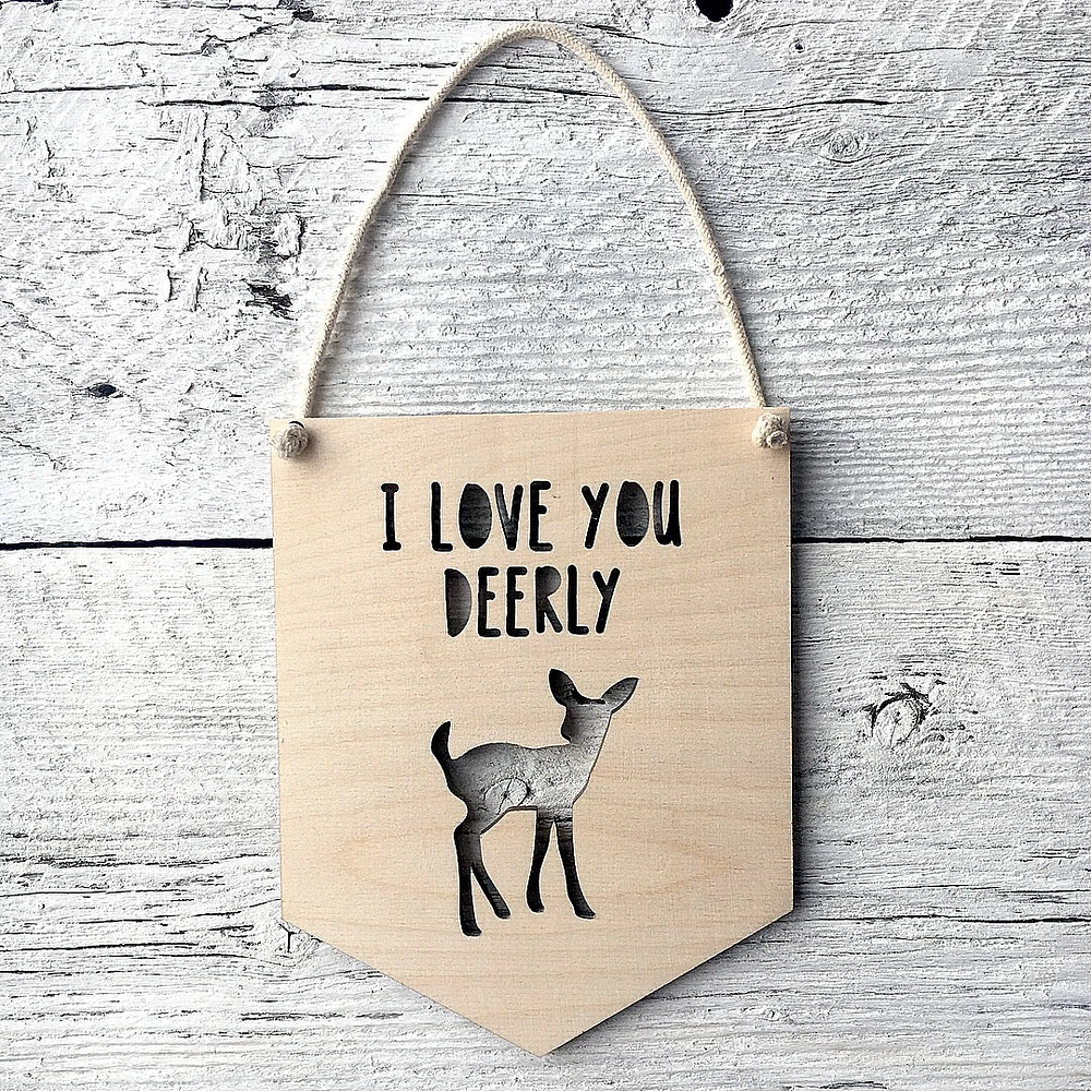 I Love You Deerly Wall Flag - Etch'd Designs