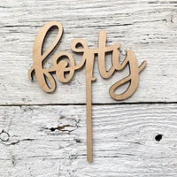 Forty Wooden Cake Topper - Etch'd Designs