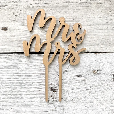 Mr & Mrs Wooden Cake Toppers - Etch'd Designs
