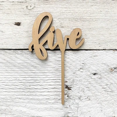 Five wooden cake topper - Etch'd Designs