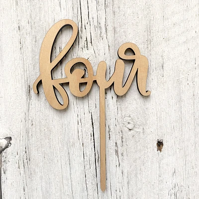 Four Wooden Cake Topper - Etch'd Designs