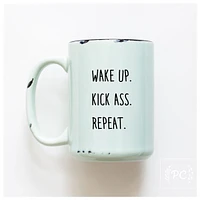WAKE UP KICK ASS REPEAT - MUG - PRAIRIE CHICK PRINTS