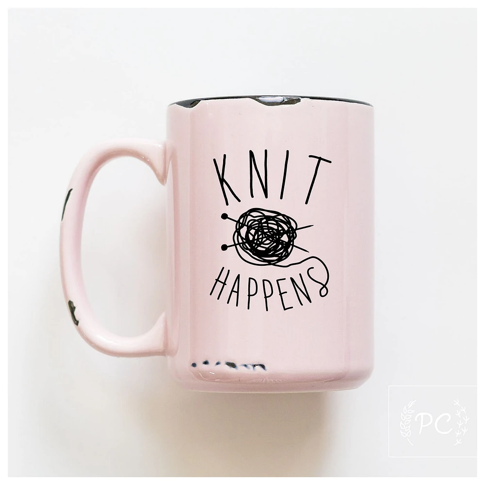 KNIT HAPPENS - MUG - PRAIRIE CHICK PRINTS