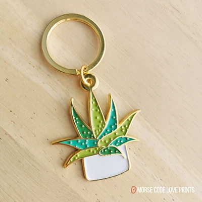 Succulent Keychain - Morse Code Love