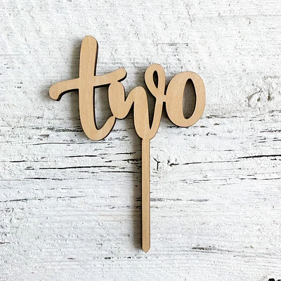 Two Wooden Cake Topper - Etch'd Designs