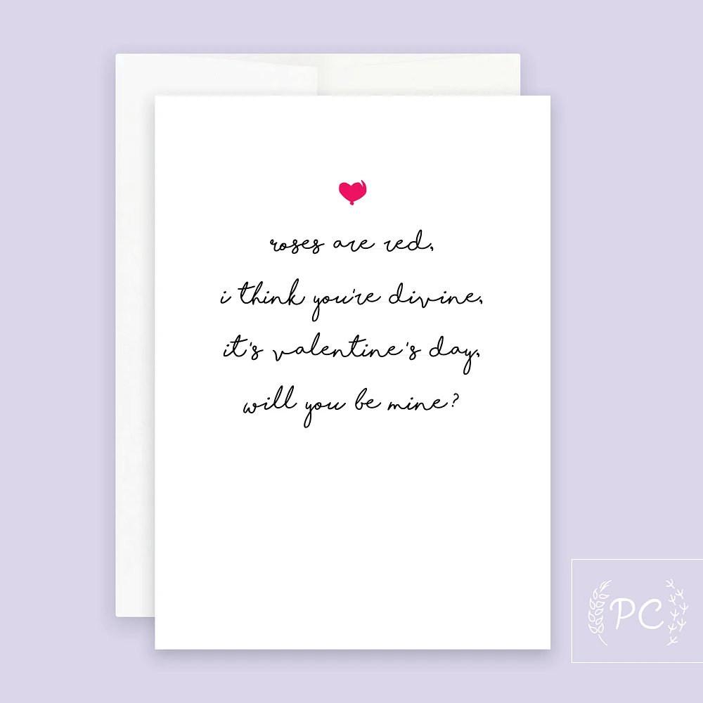 Roses Are Red Will You Be Mine / Card - Prairie Chick Prints