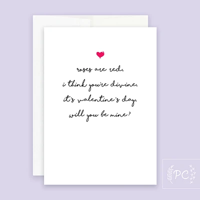 Roses Are Red Will You Be Mine / Card - Prairie Chick Prints