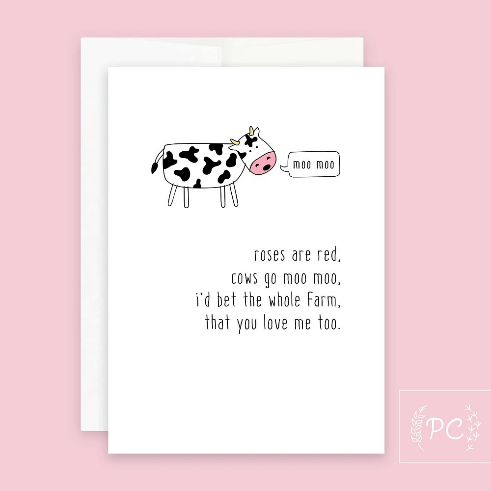 Roses Are Red Cows Go Moo Moo / Card - Prairie Chick Prints
