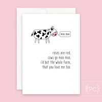 Roses Are Red Cows Go Moo Moo / Card - Prairie Chick Prints
