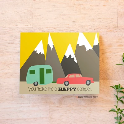 Happy Camper Card - Morse Code Love Prints