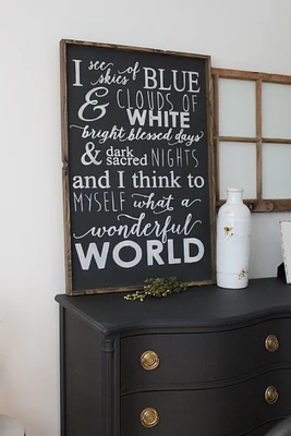 What A Wonderful World (24x36) Wooden Sign - William Rae Designs
