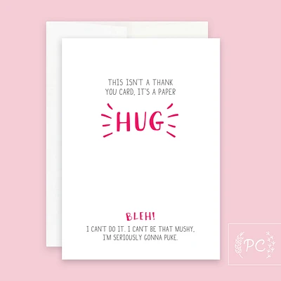 Paper Hug Thank You Card - Prairie Chick Prints