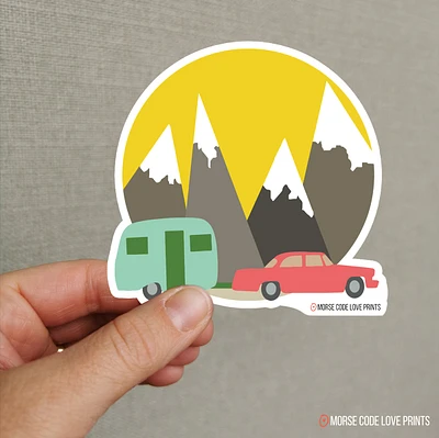 Happy Camper Sticker - Morse Code Love Prints