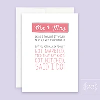Mr & Mrs I Thought It Would Never Happen Card - Prairie Chick Prints