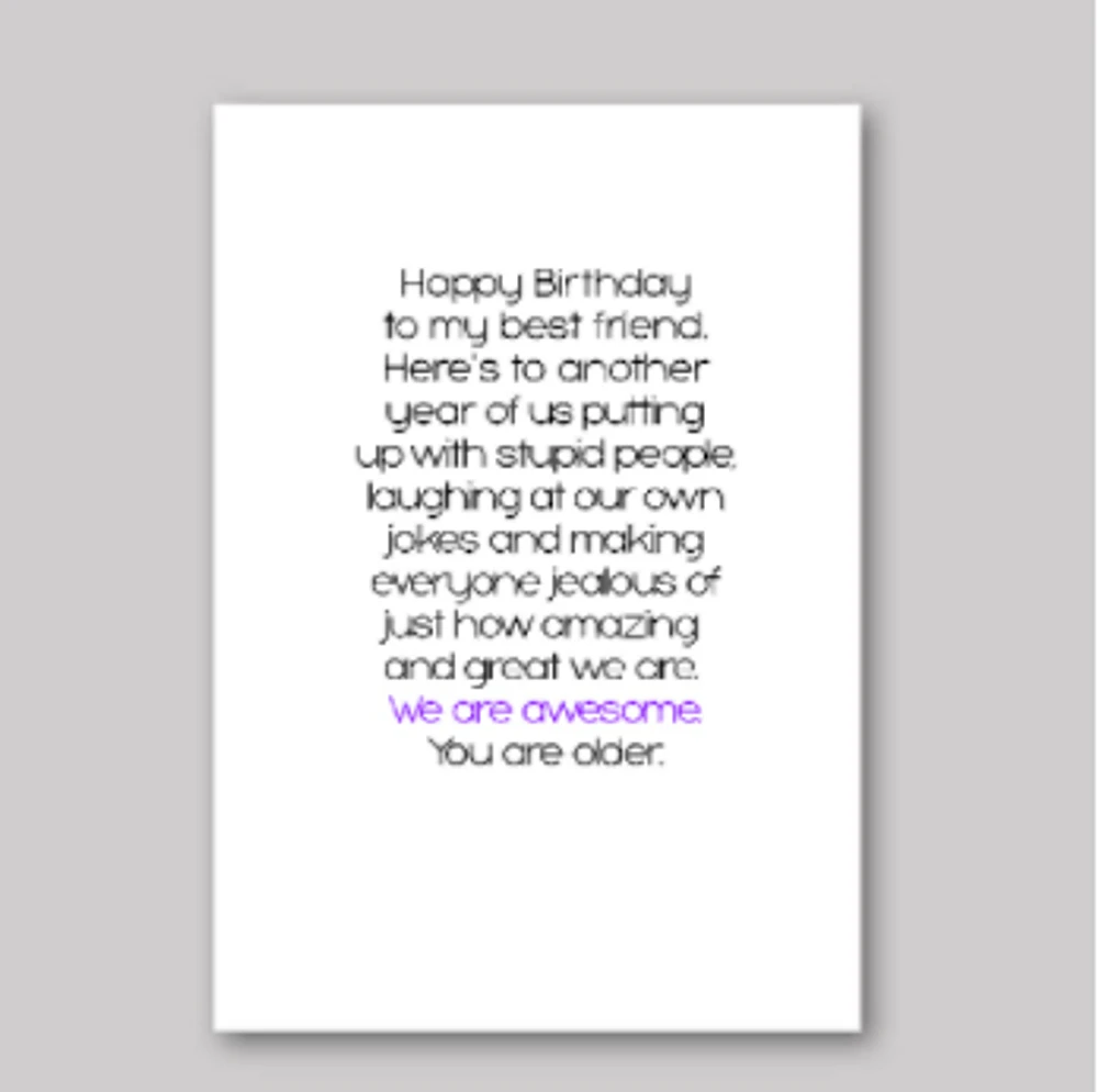 Best Friend Birthday Card - What She Said Creatives