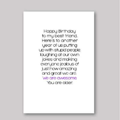 Best Friend Birthday Card - What She Said Creatives