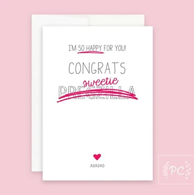 Congrats Pregzilla Card - Prairie Chick Prints