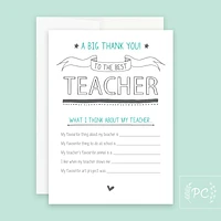 A Big Thank You To The Best Teacher Card - Prairie Chick Prints