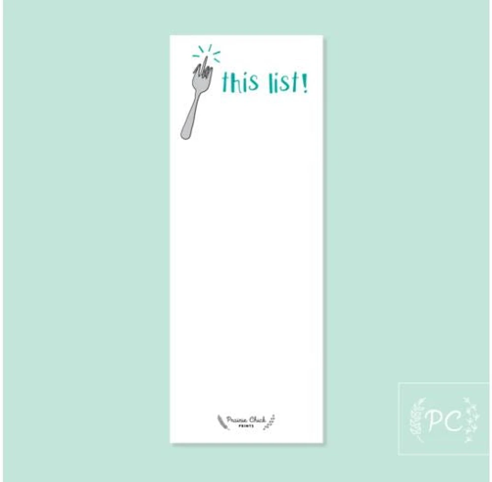 Fork This List Notepad - Prairie Chick Prints