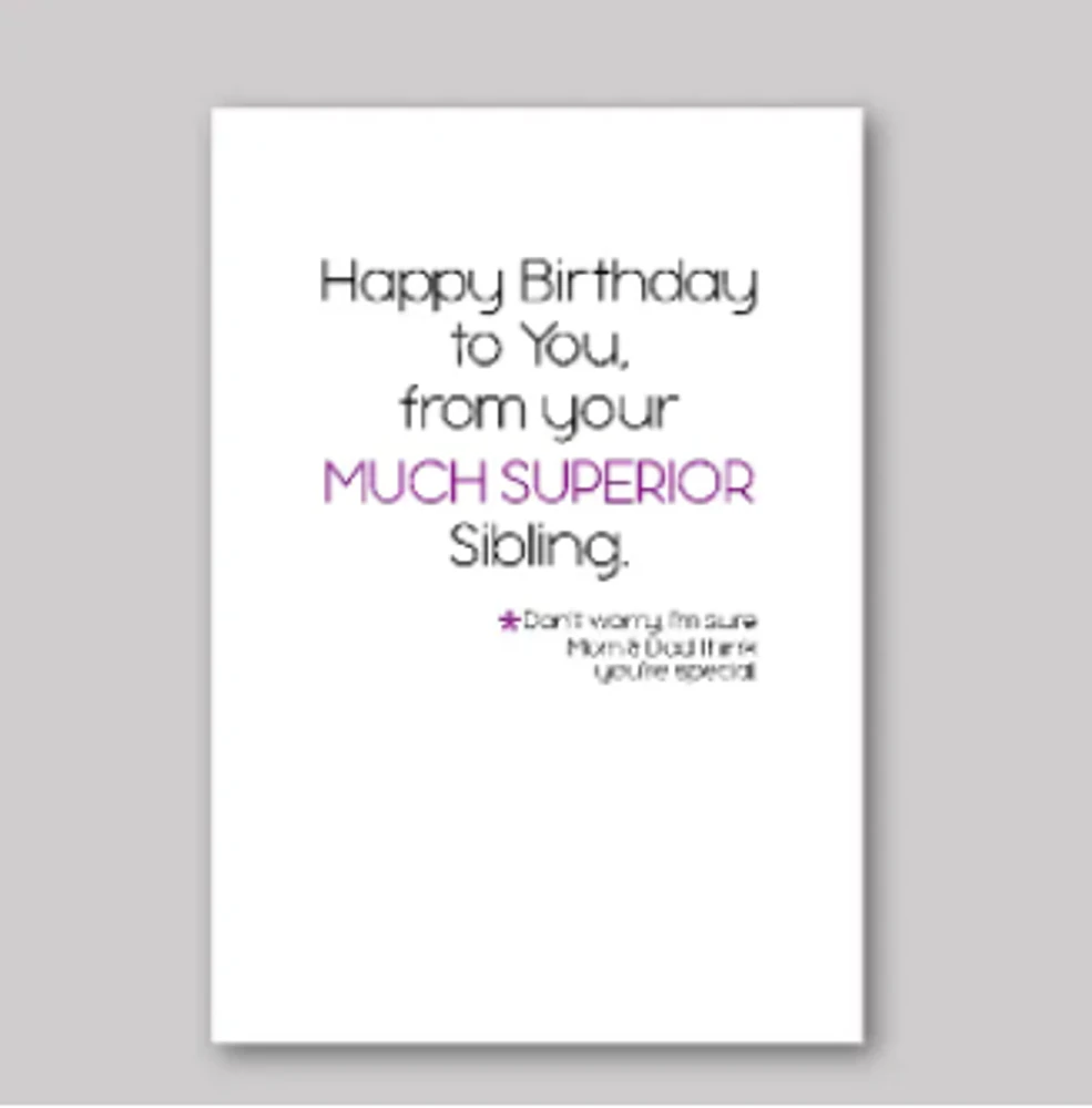 Superior Sibling Card - What She Said Creatives