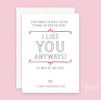 I Like You Anyways Card - Prairie Chick Prints