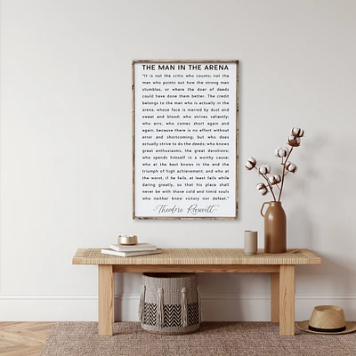 The Man In The Arena (18x24) Wooden Sign - William Rae Designs