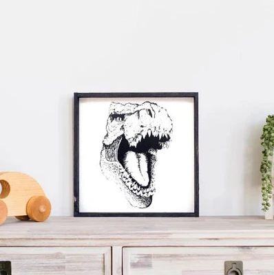 T-Rex Head (13x13) Wooden Sign - William Rae Designs