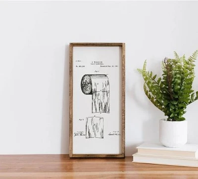 Toilet Paper Patent (9x17) Wooden Sign - William Rae Designs