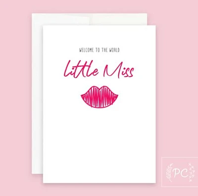 Welcome To The World Little Miss Card - Prairie Chick Prints
