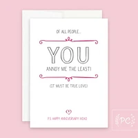 You Annoy Me The Least Card - Prairie Chick Prints